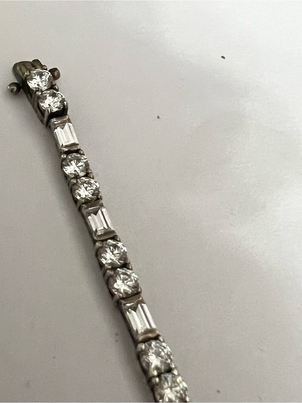 Sterling and CZ  Line Bracelet - Sparkling White Stones vintage. - Picture 3 of 14